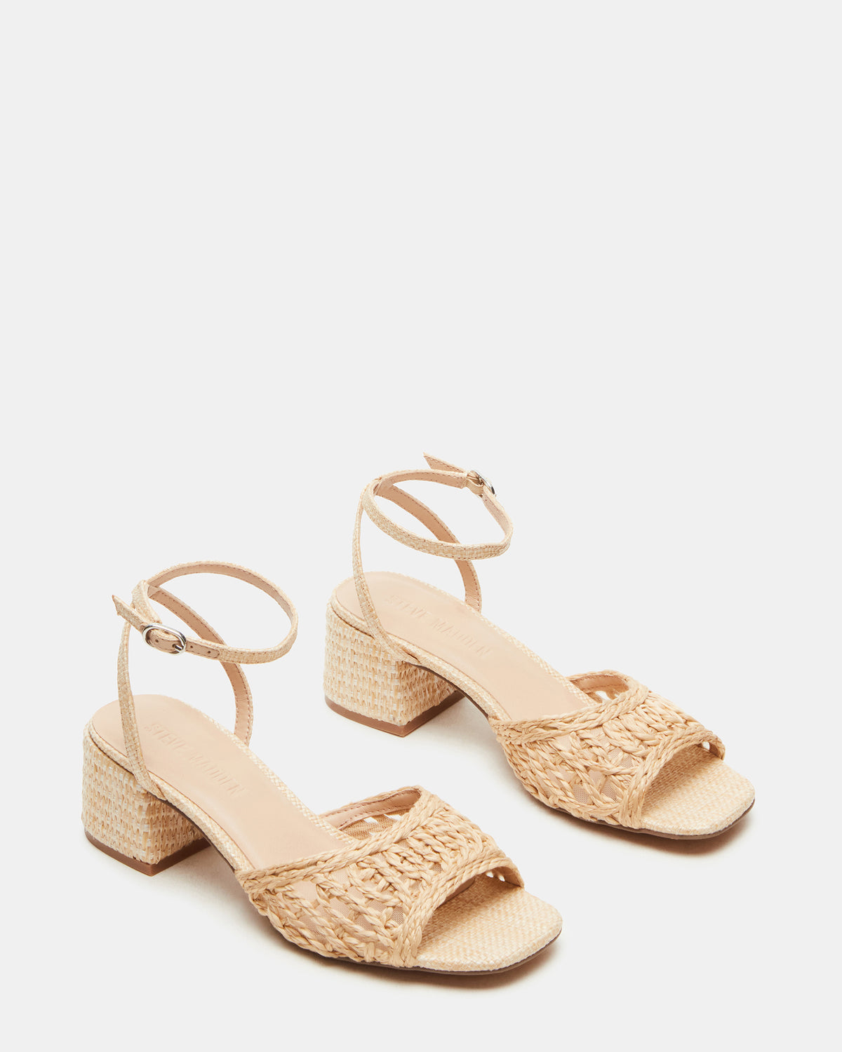 Steve Madden SOLEIL Raffia Square-Toe Woven Women's Sandal
