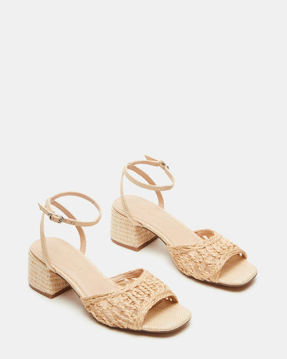 Steve Madden SOLEIL Raffia Square-Toe Woven Women's Sandal