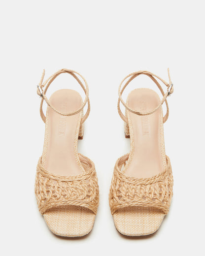 Steve Madden SOLEIL Raffia Square-Toe Woven Women's Sandal