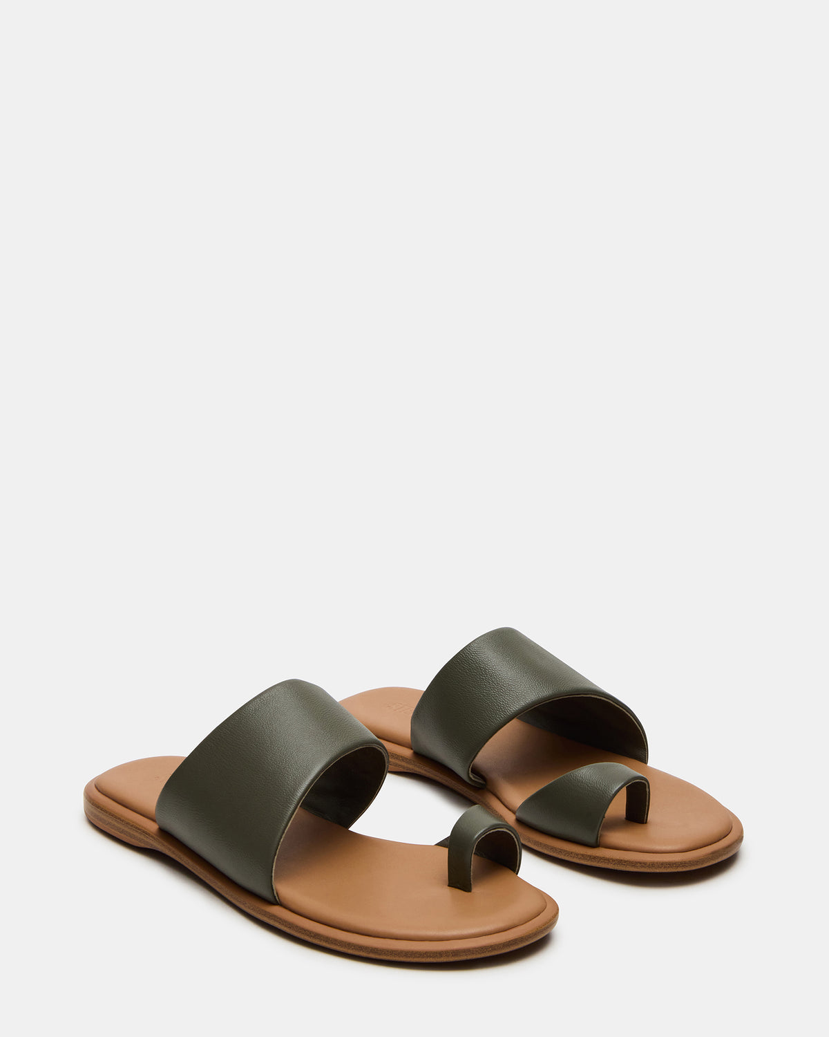 Steve Madden ZANI Olive Leather Women's Slide Sandal