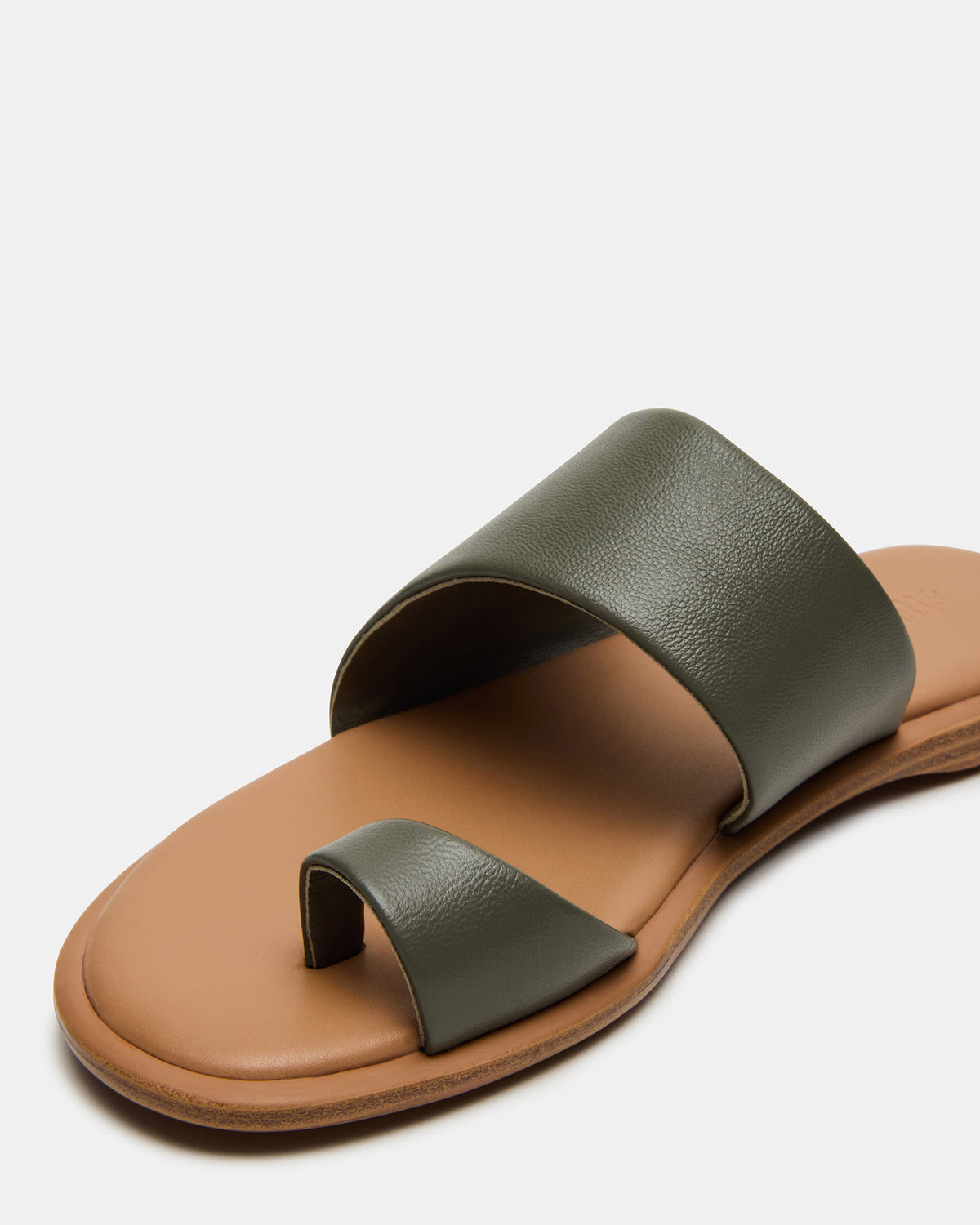 Steve Madden ZANI Olive Leather Women's Slide Sandal
