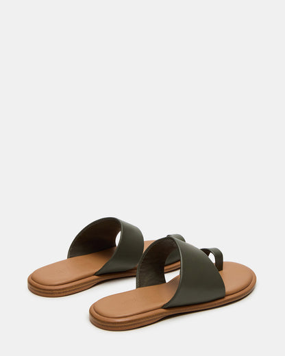 Steve Madden ZANI Olive Leather Women's Slide Sandal