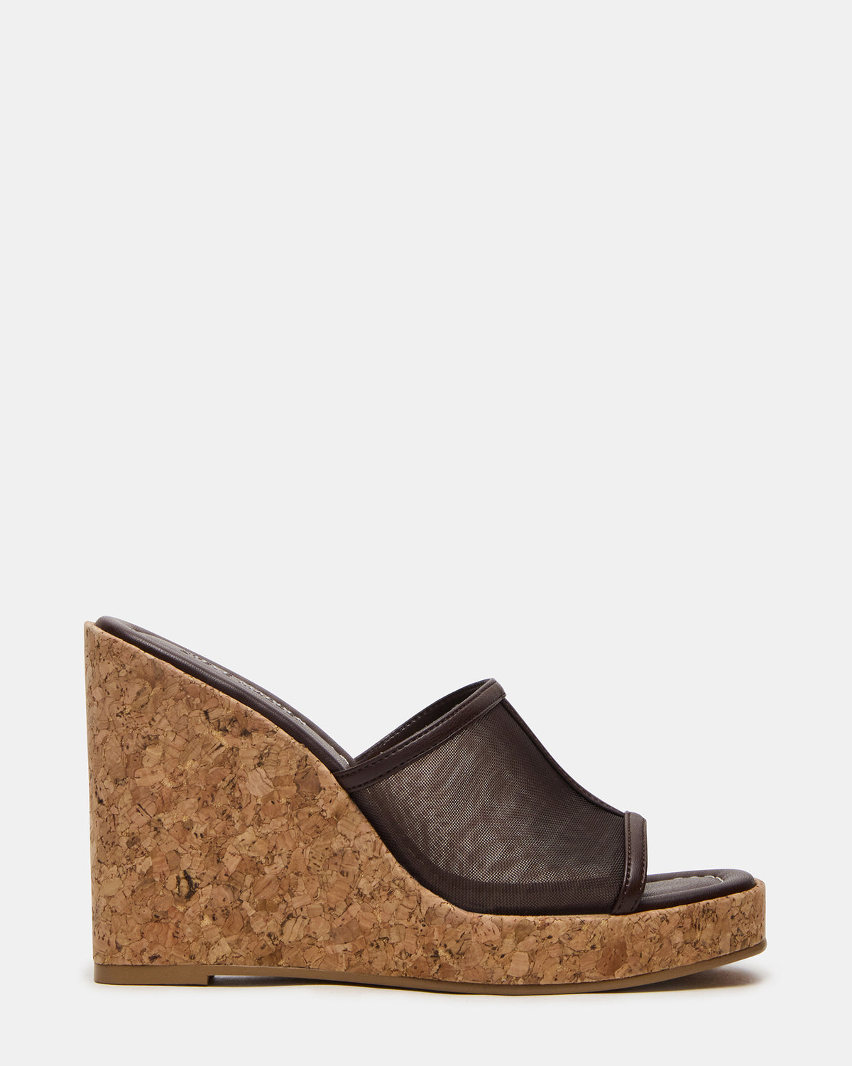 Steve Madden CRUZ Brown Square-Toe Platform Mesh Wedge Mule Women's Sandal