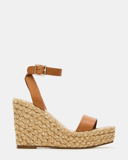 Steve Madden COSMO Tan Leather Rattia Women's Platform Wedge