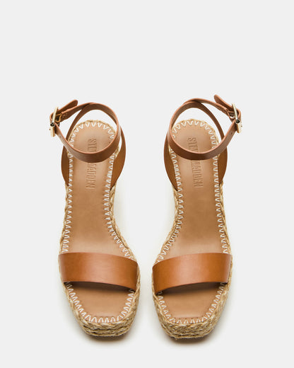 Steve Madden COSMO Tan Leather Rattia Women's Platform Wedge
