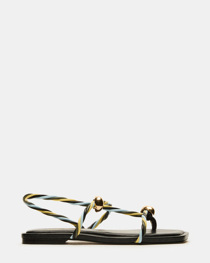 Steve Madden LOCO Black Multi Women's Strappy Square Toe Sandal