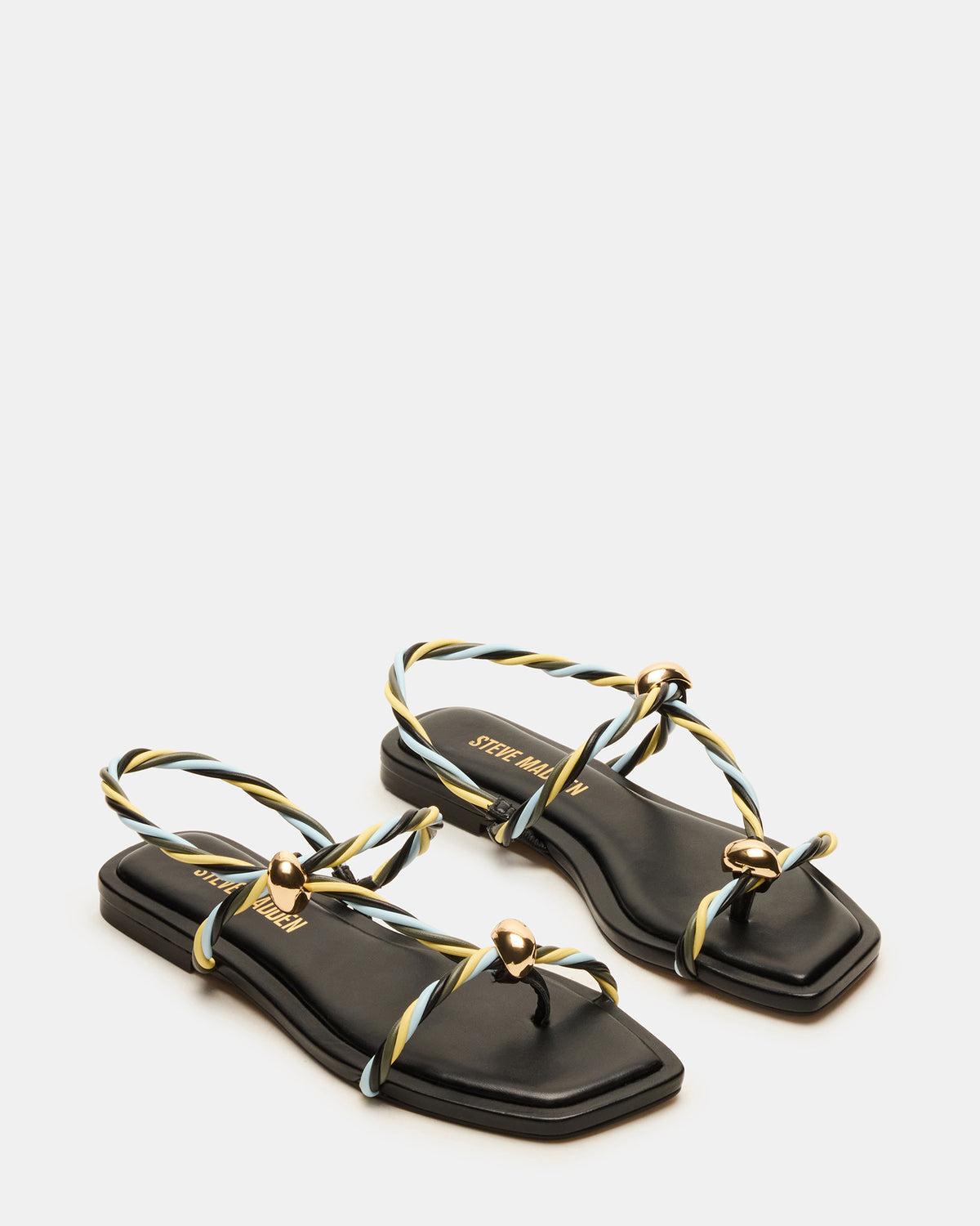 Steve Madden LOCO Black Multi Women's Strappy Square Toe Sandal