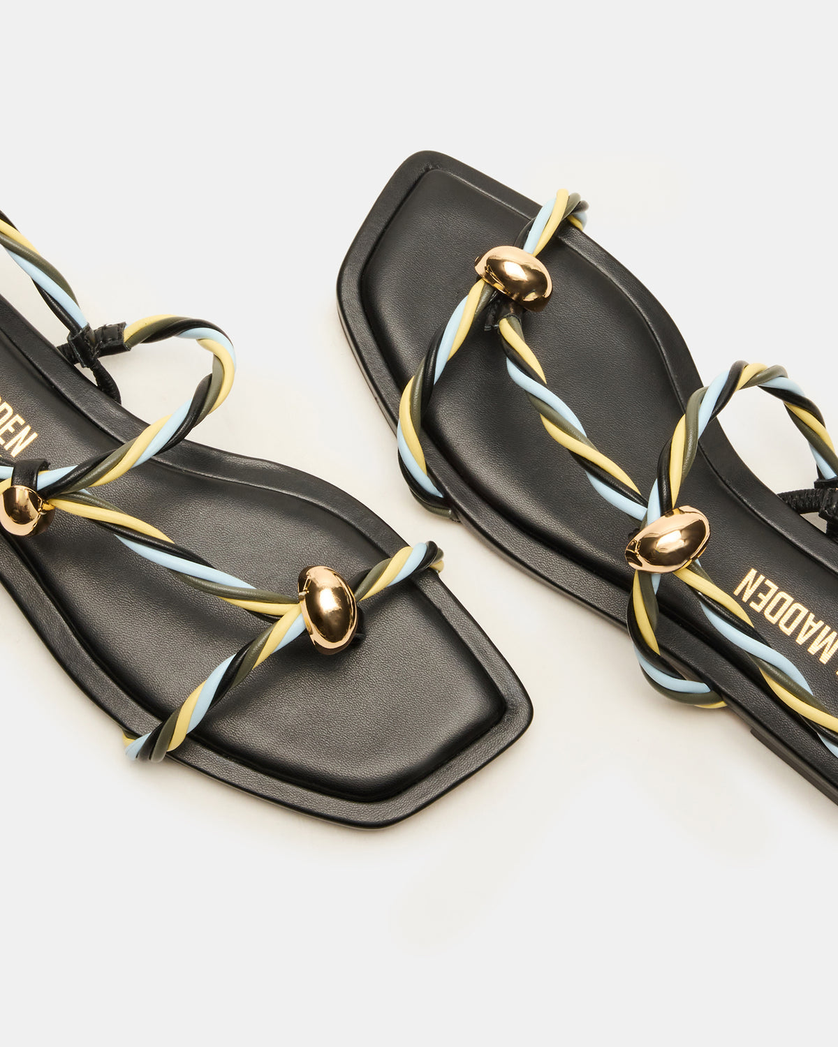 Steve Madden LOCO Black Multi Women's Strappy Square Toe Sandal
