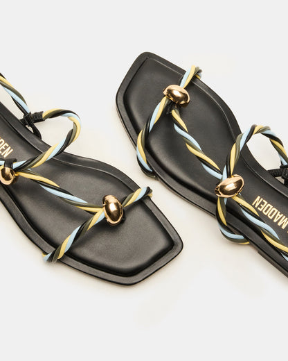 Steve Madden LOCO Black Multi Women's Strappy Square Toe Sandal