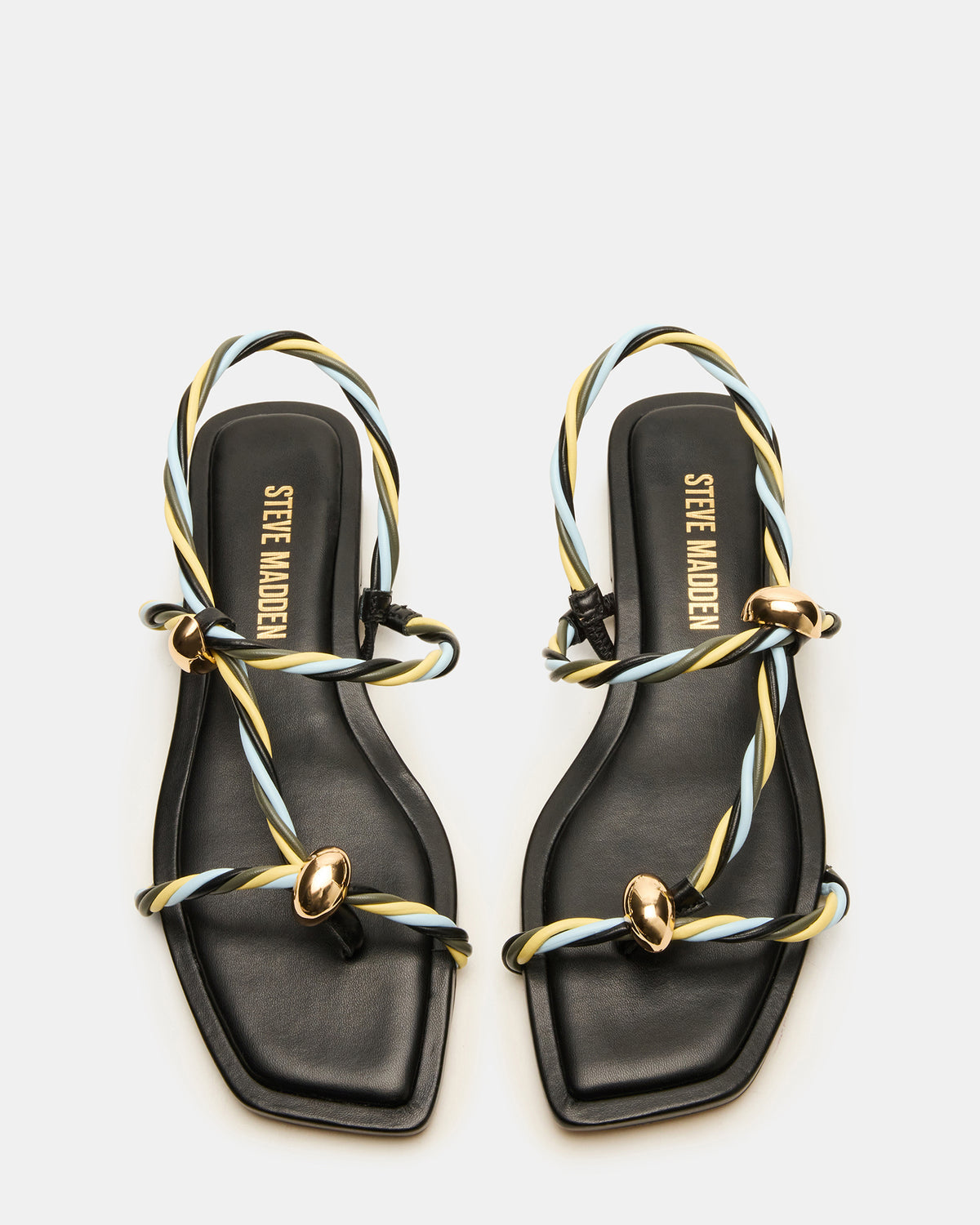 Steve Madden LOCO Black Multi Women's Strappy Square Toe Sandal