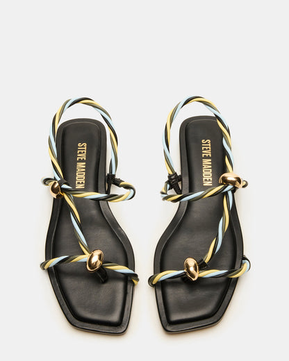Steve Madden LOCO Black Multi Women's Strappy Square Toe Sandal