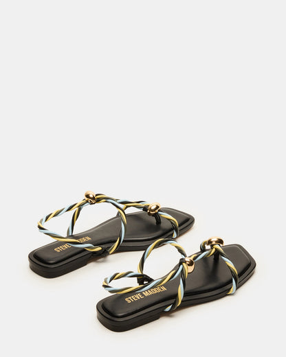 Steve Madden LOCO Black Multi Women's Strappy Square Toe Sandal