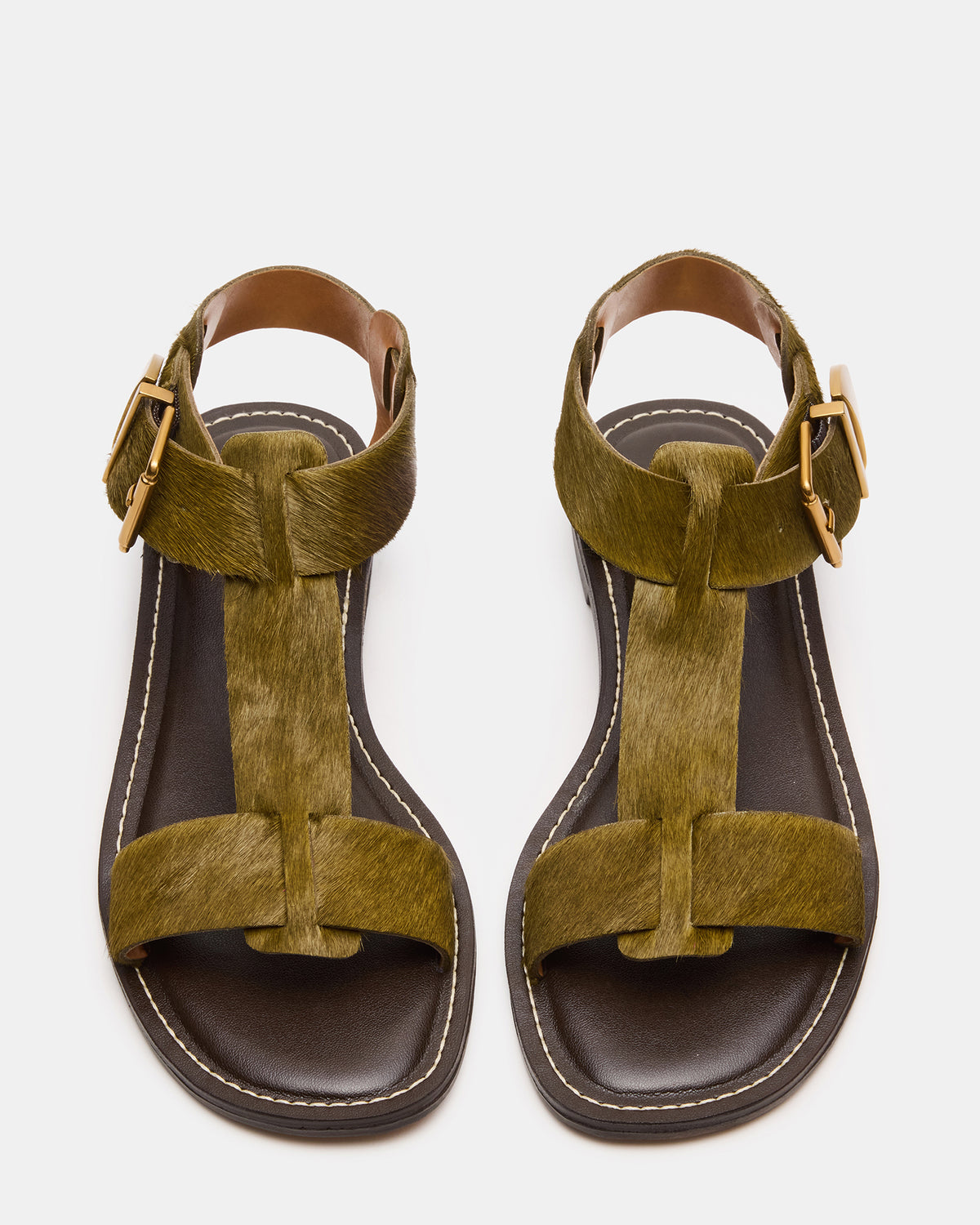 Steve Madden BRAZINN Olive Strappy Flat Sandal Women's Sandal