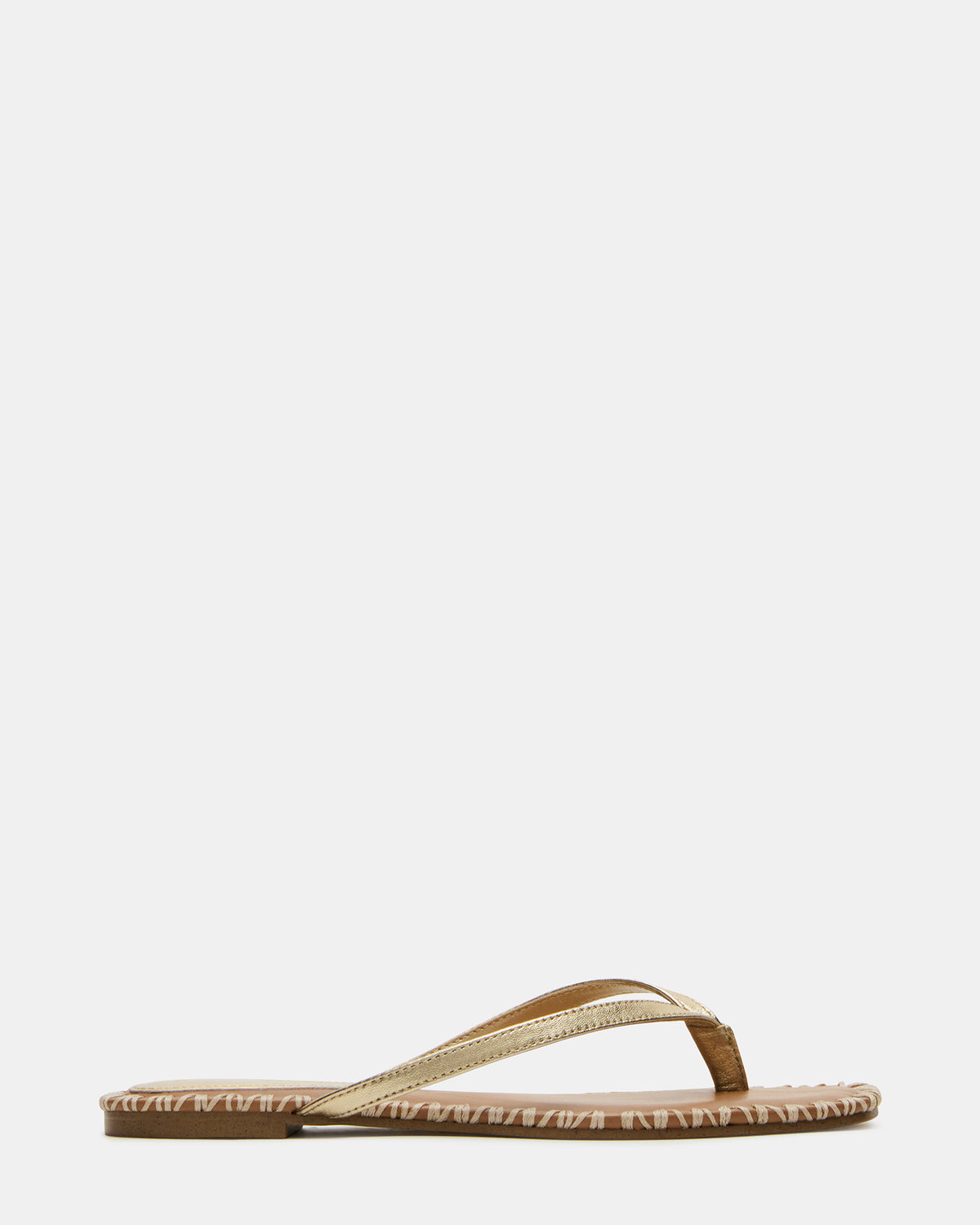 Steve Madden MARELLA Gold Leather Women's Thong Square-Toe Sandal