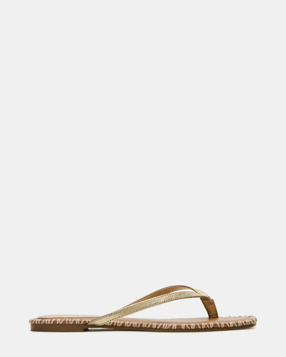 Steve Madden MARELLA Gold Leather Women's Thong Square-Toe Sandal