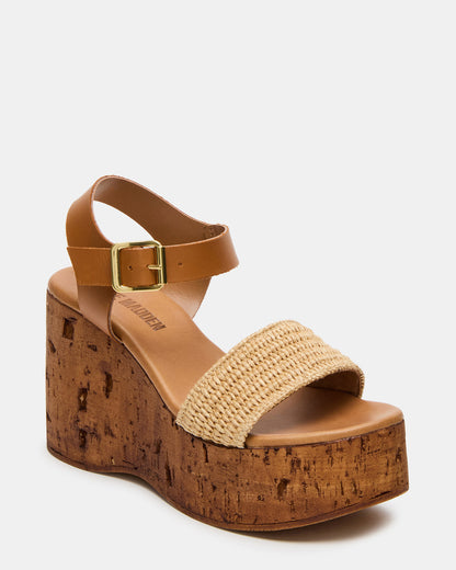 Steve Madden CABERNET Raffia Women's Platform Wedge Sandal
