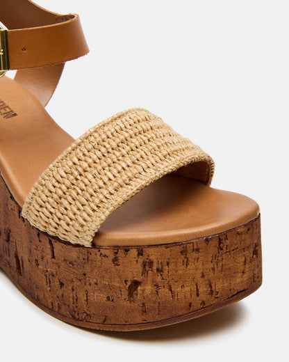 Steve Madden CABERNET Raffia Women's Platform Wedge Sandal