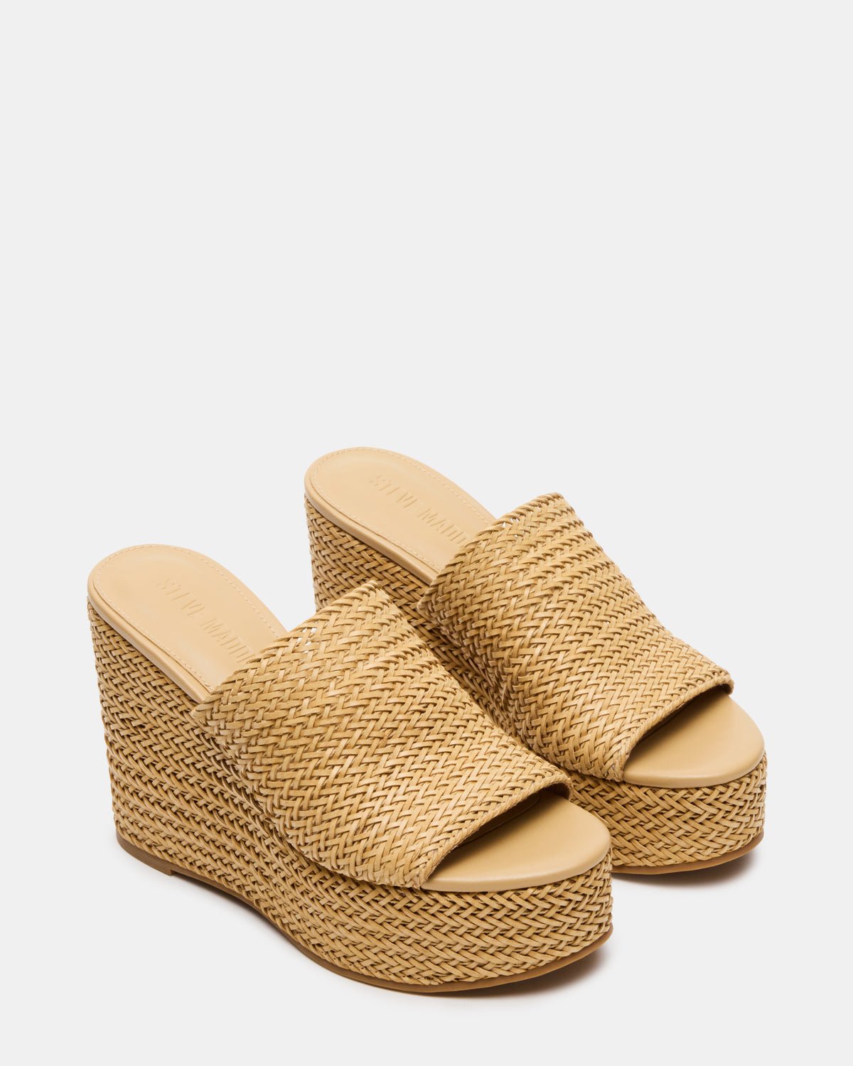 Steve Madden CASSI Natural Platform Raffia Wedge Women's Sandal
