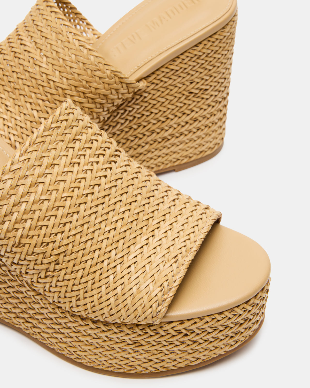 Steve Madden CASSI Natural Platform Raffia Wedge Women's Sandal