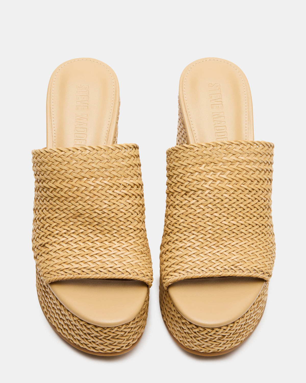 Steve Madden CASSI Natural Platform Raffia Wedge Women's Sandal