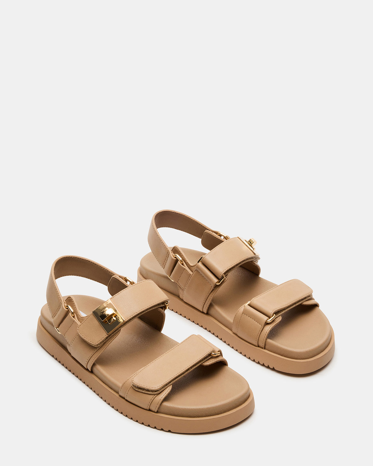 Steve Madden MONA Beige Leather Flatform Women's Sandal