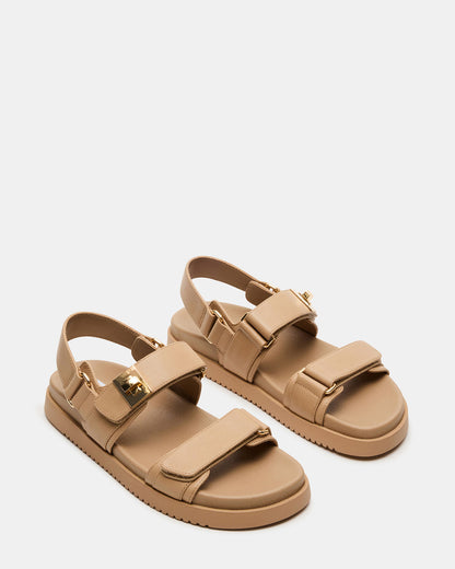 Steve Madden MONA Beige Leather Flatform Women's Sandal