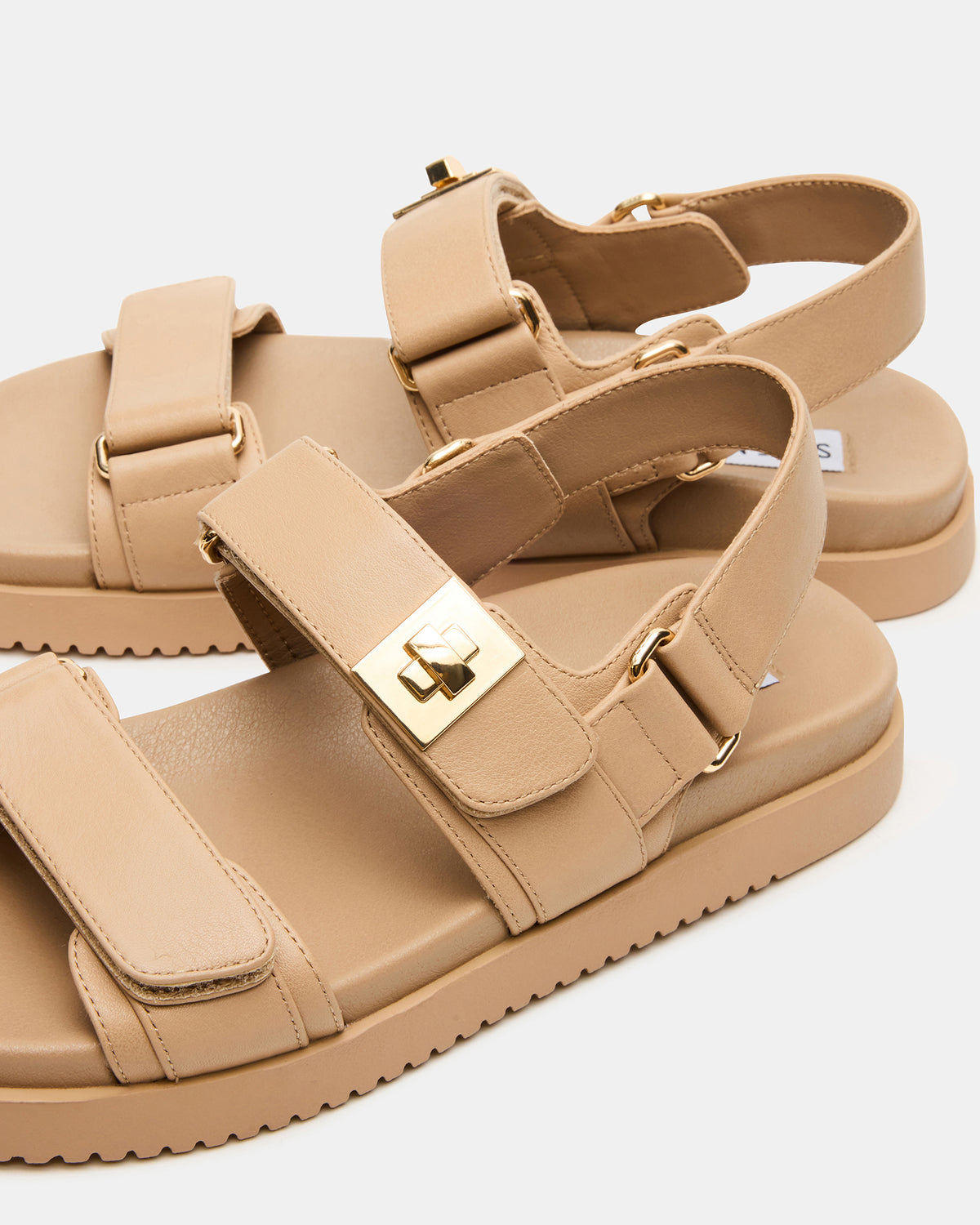 Steve Madden MONA Beige Leather Flatform Women's Sandal