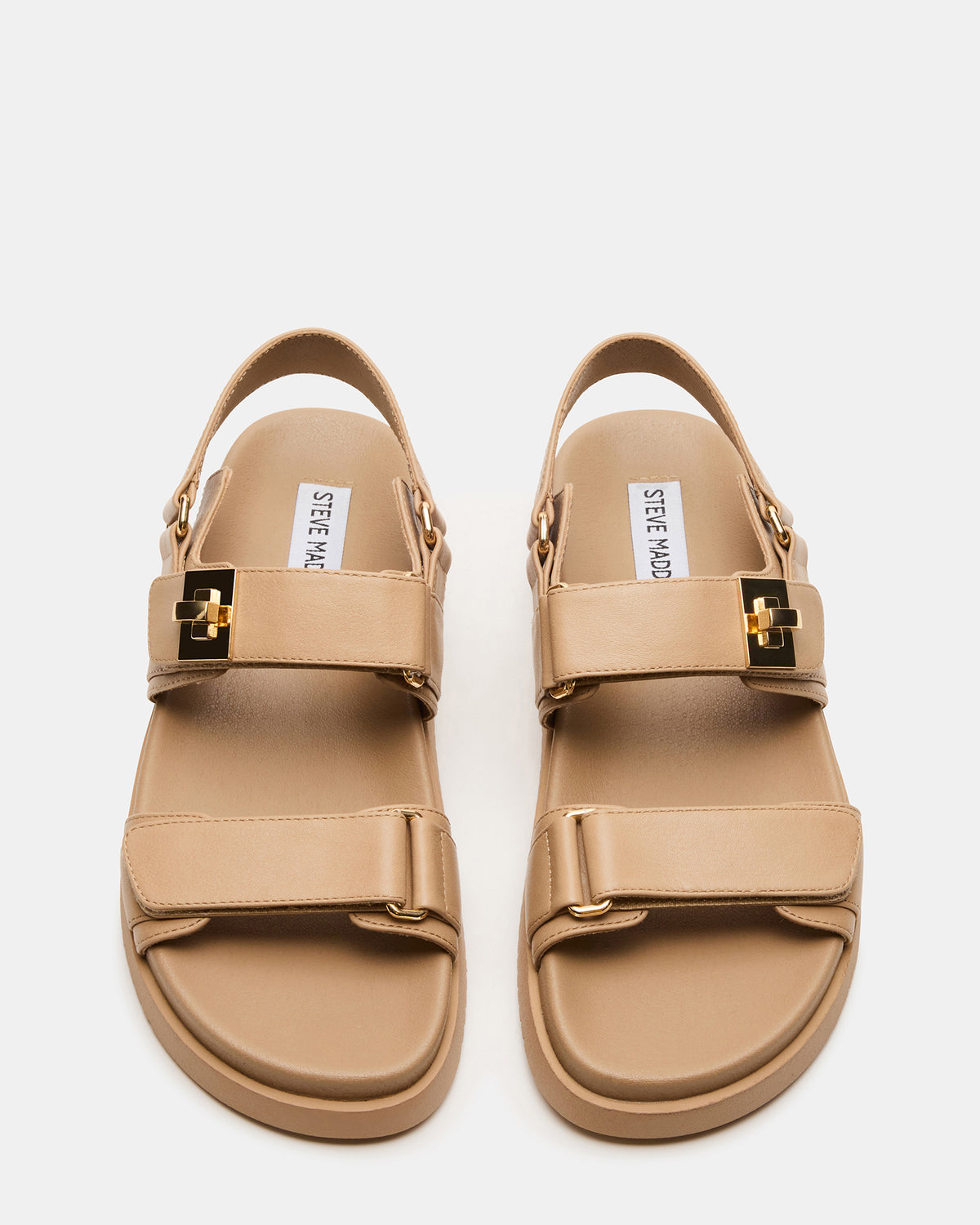 Steve Madden MONA Beige Leather Flatform Women's Sandal