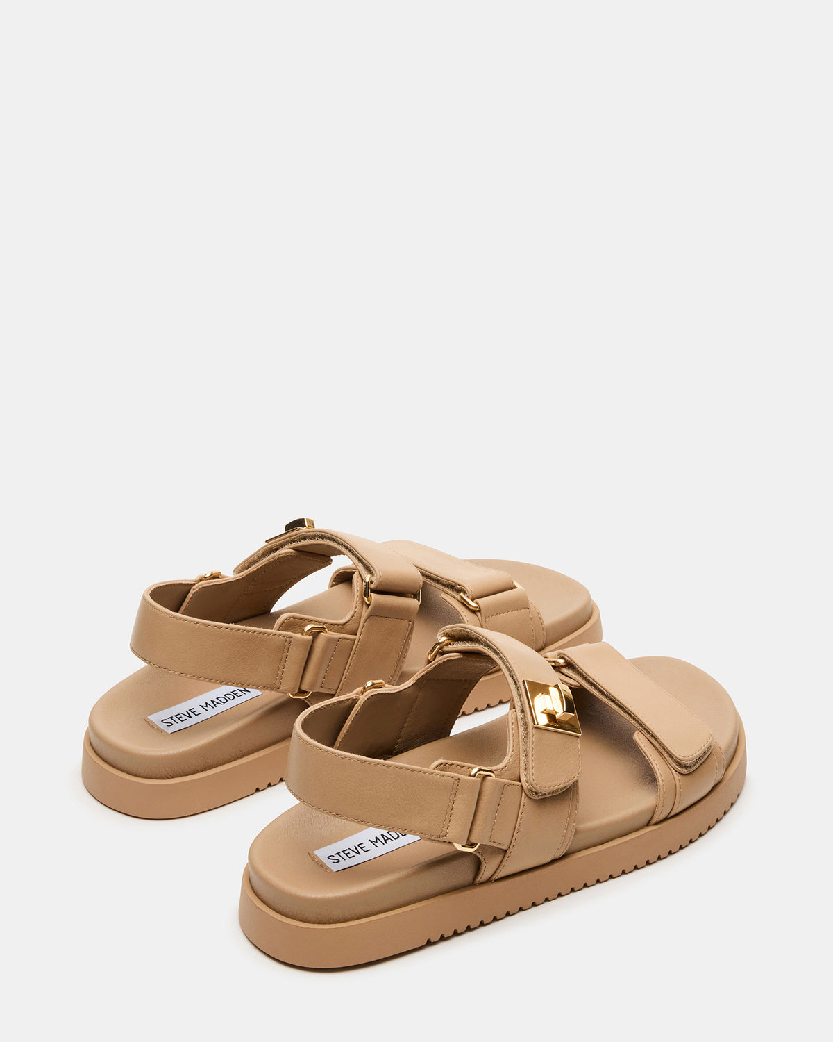 Steve Madden MONA Beige Leather Flatform Women's Sandal
