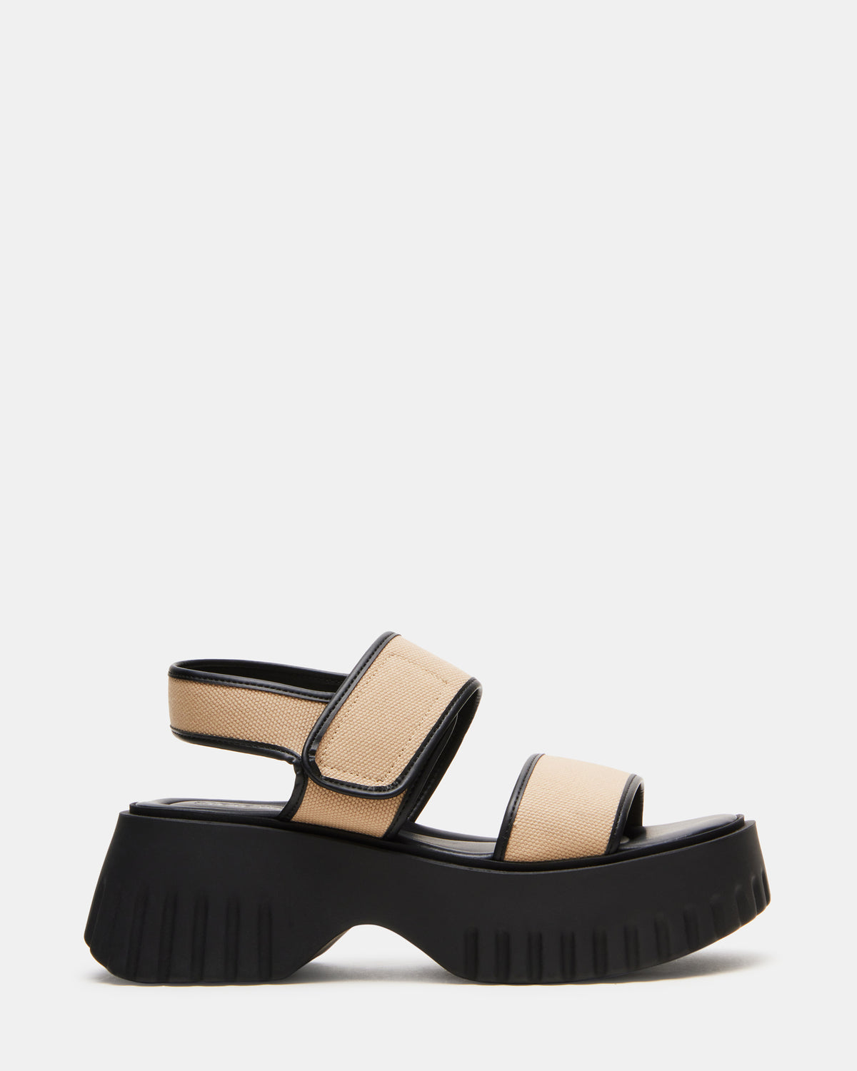 Steve Madden GROVER Black/Tan Women's Square-Toe Platform Sandal