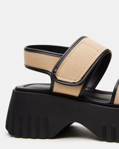 Steve Madden GROVER Black/Tan Women's Square-Toe Platform Sandal