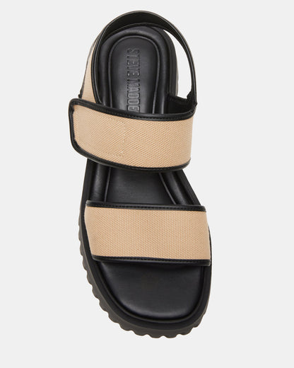 Steve Madden GROVER Black/Tan Women's Square-Toe Platform Sandal