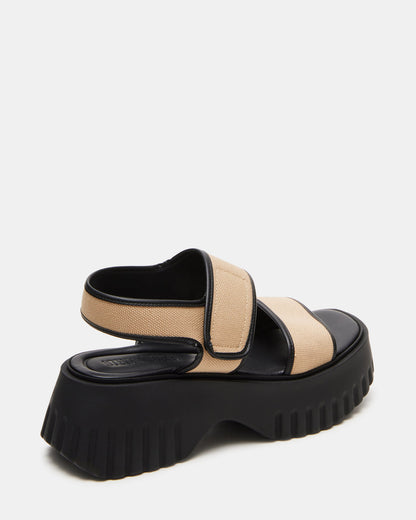 Steve Madden GROVER Black/Tan Women's Square-Toe Platform Sandal