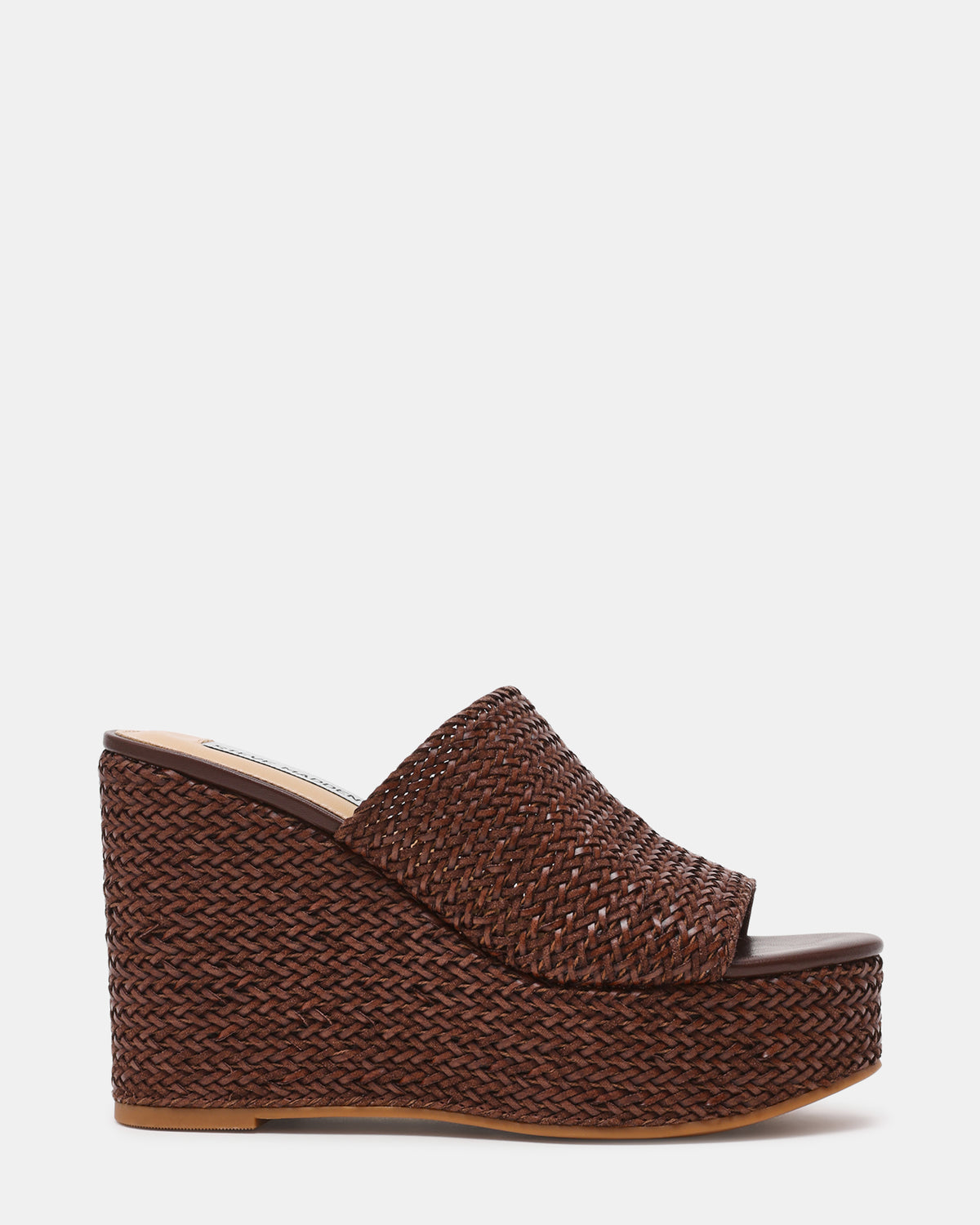 Steve Madden CASSI Brown Platform Raffia Wedge Women's Sandal