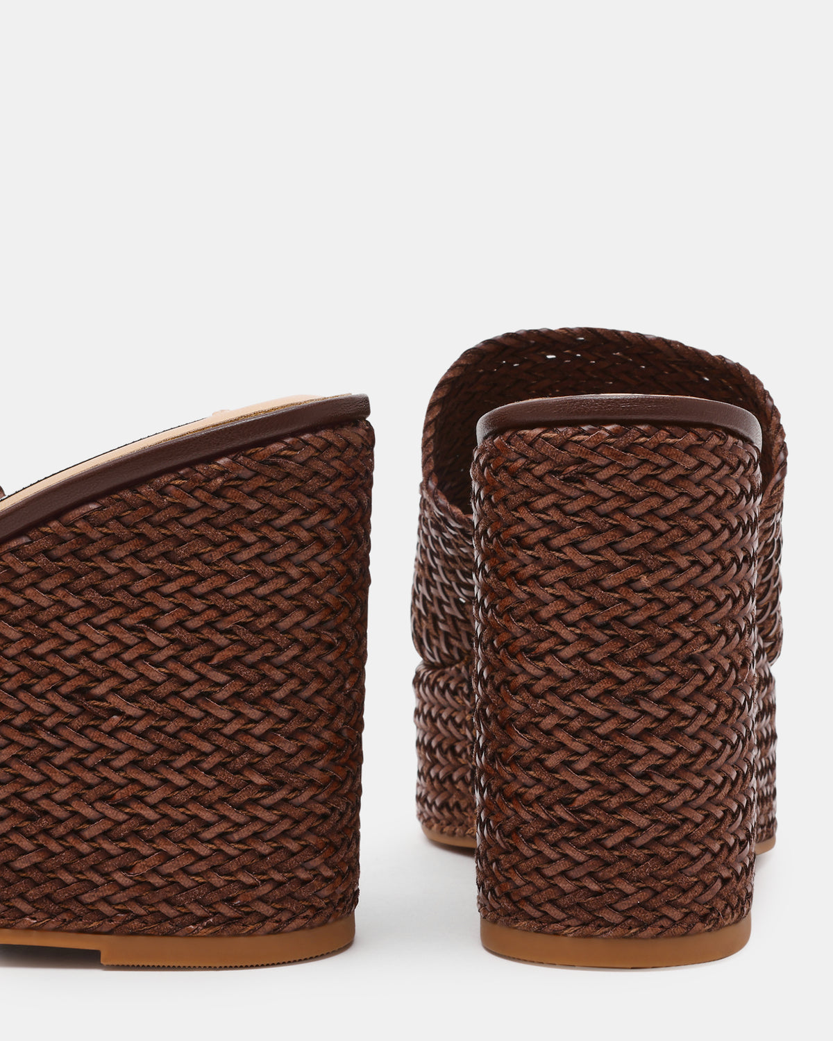 Steve Madden CASSI Brown Platform Raffia Wedge Women's Sandal