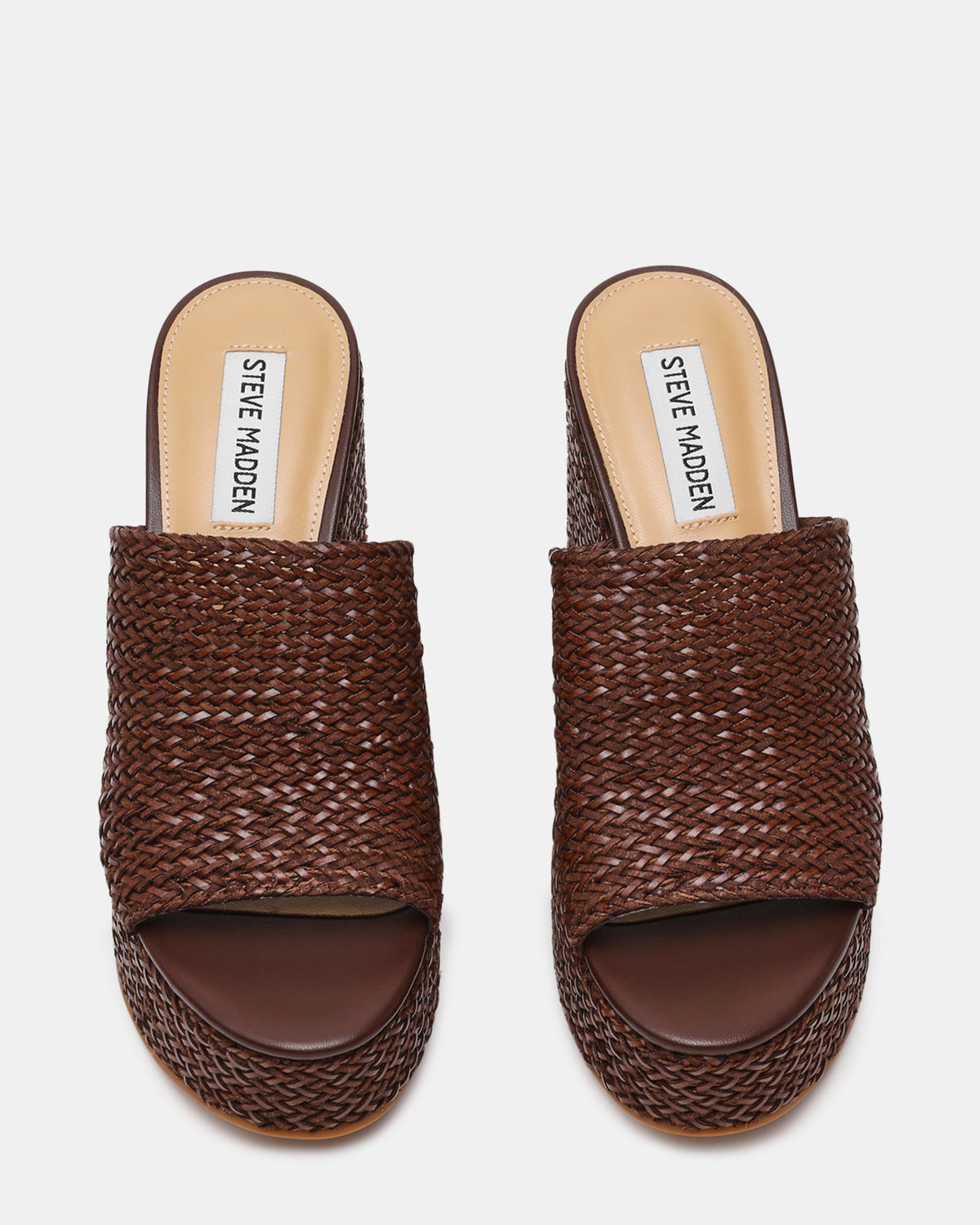 Steve Madden CASSI Brown Platform Raffia Wedge Women's Sandal