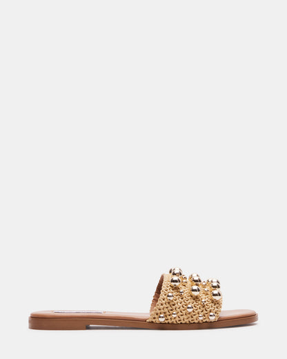 Steve Madden KEELY Natural Raffia Women's Studded Slides
