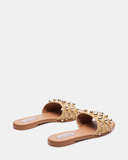 Steve Madden KEELY Natural Raffia Women's Studded Slides