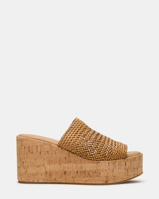 Steve Madden COASTAL Raffia Platform Wedge Mule Women's Sandal