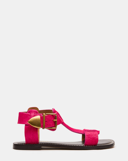 Steve Madden BRAZINN Hot Pink Strappy Flat Sandal Women's Sandal
