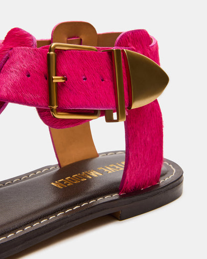 Steve Madden BRAZINN Hot Pink Strappy Flat Sandal Women's Sandal