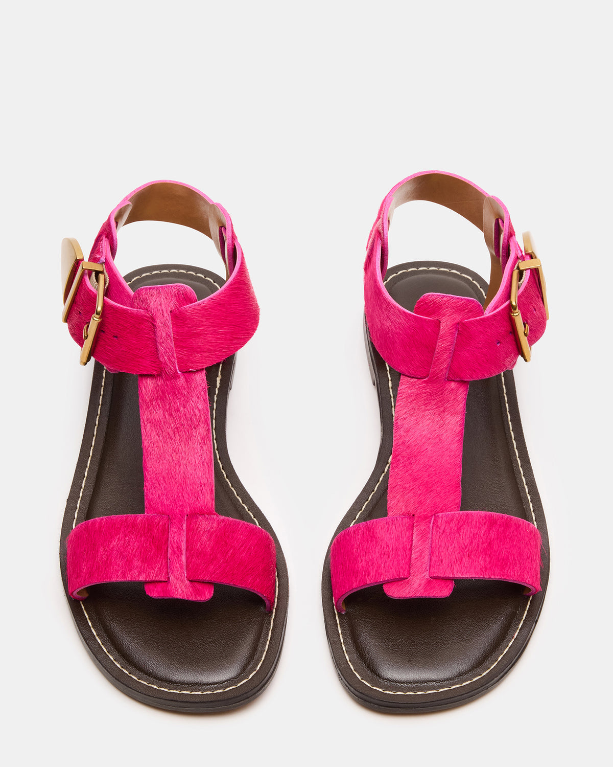 Steve Madden BRAZINN Hot Pink Strappy Flat Sandal Women's Sandal