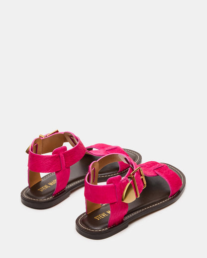 Steve Madden BRAZINN Hot Pink Strappy Flat Sandal Women's Sandal