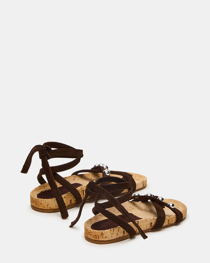 Steve Madden KELSO Brown Suede Flatform Strappy Studded Women's Sandal