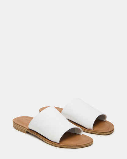 Steve Madden KIPP White Leather Slide Women's Sandal