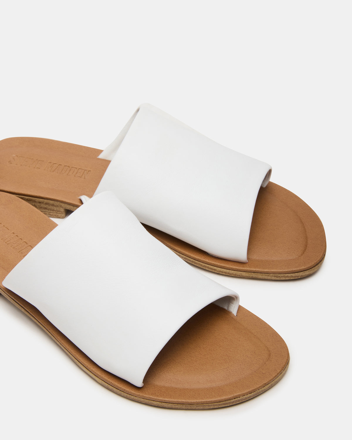 Steve Madden KIPP White Leather Slide Women's Sandal