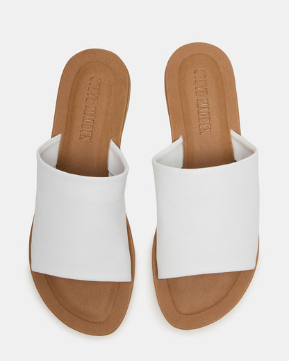 Steve Madden KIPP White Leather Slide Women's Sandal