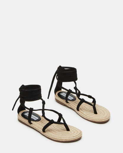 Steve Madden WADE Black Women's Strappy Lace-Up Espadrille Sandal
