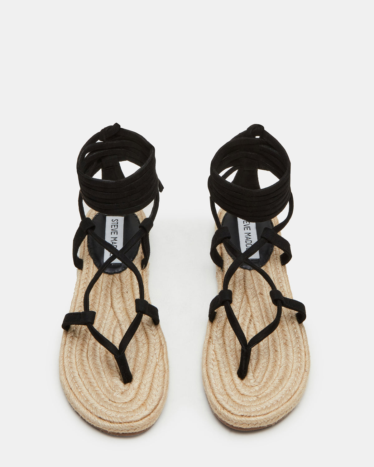 Steve Madden WADE Black Women's Strappy Lace-Up Espadrille Sandal