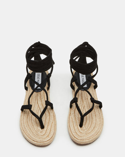 Steve Madden WADE Black Women's Strappy Lace-Up Espadrille Sandal